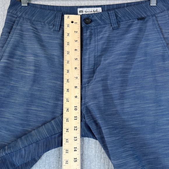 Travis Mathew performance Blue Golf Dress Shorts Men 34 Polyester Blend Stretch - Picture 5 of 9